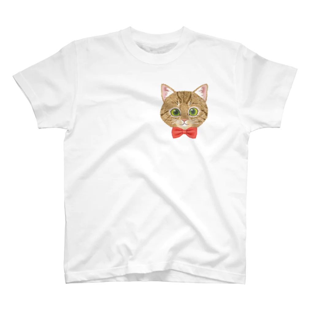 いっぷく堂のねこちゃん（キジトラred）ワンポイント Regular Fit T-Shirt