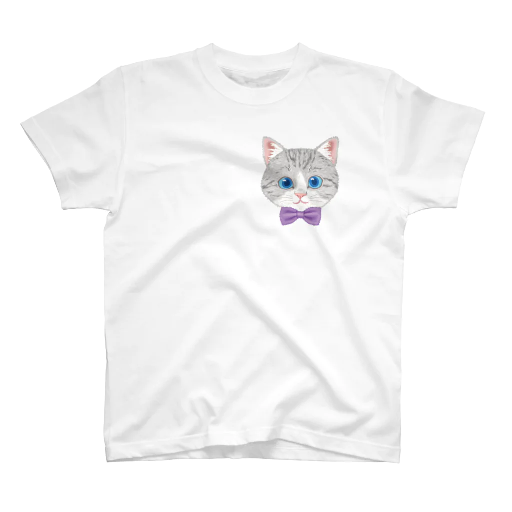 いっぷく堂のねこちゃん（サバシロ）ワンポイント Regular Fit T-Shirt