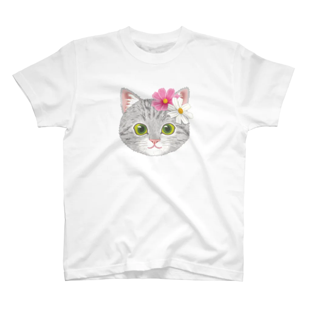 いっぷく堂のねこちゃん（コスモス） スタンダードTシャツ