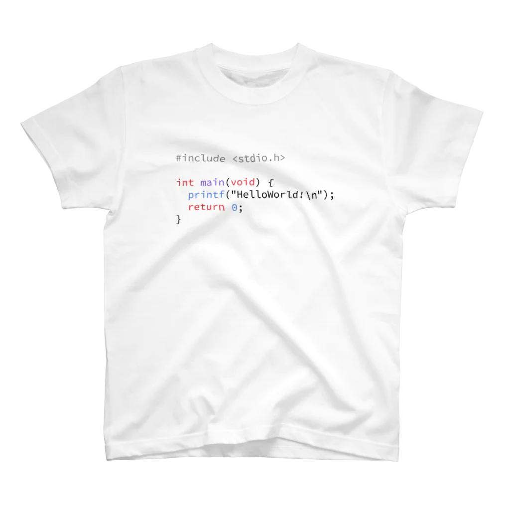 be116のC言語でHelloWorld!(背景白) 티셔츠