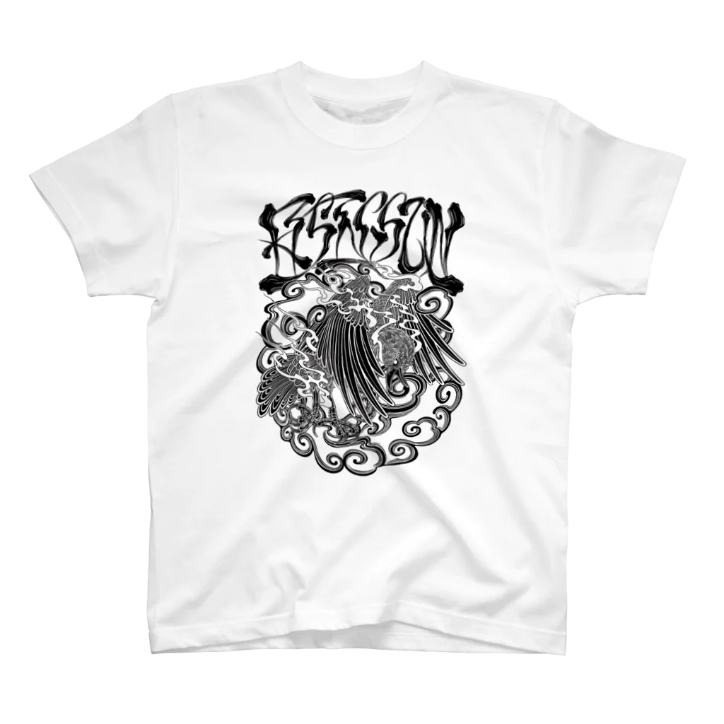 Y's Ink Works Official Shop at suzuriのRising sun Crow (Black Print) スタンダードTシャツ