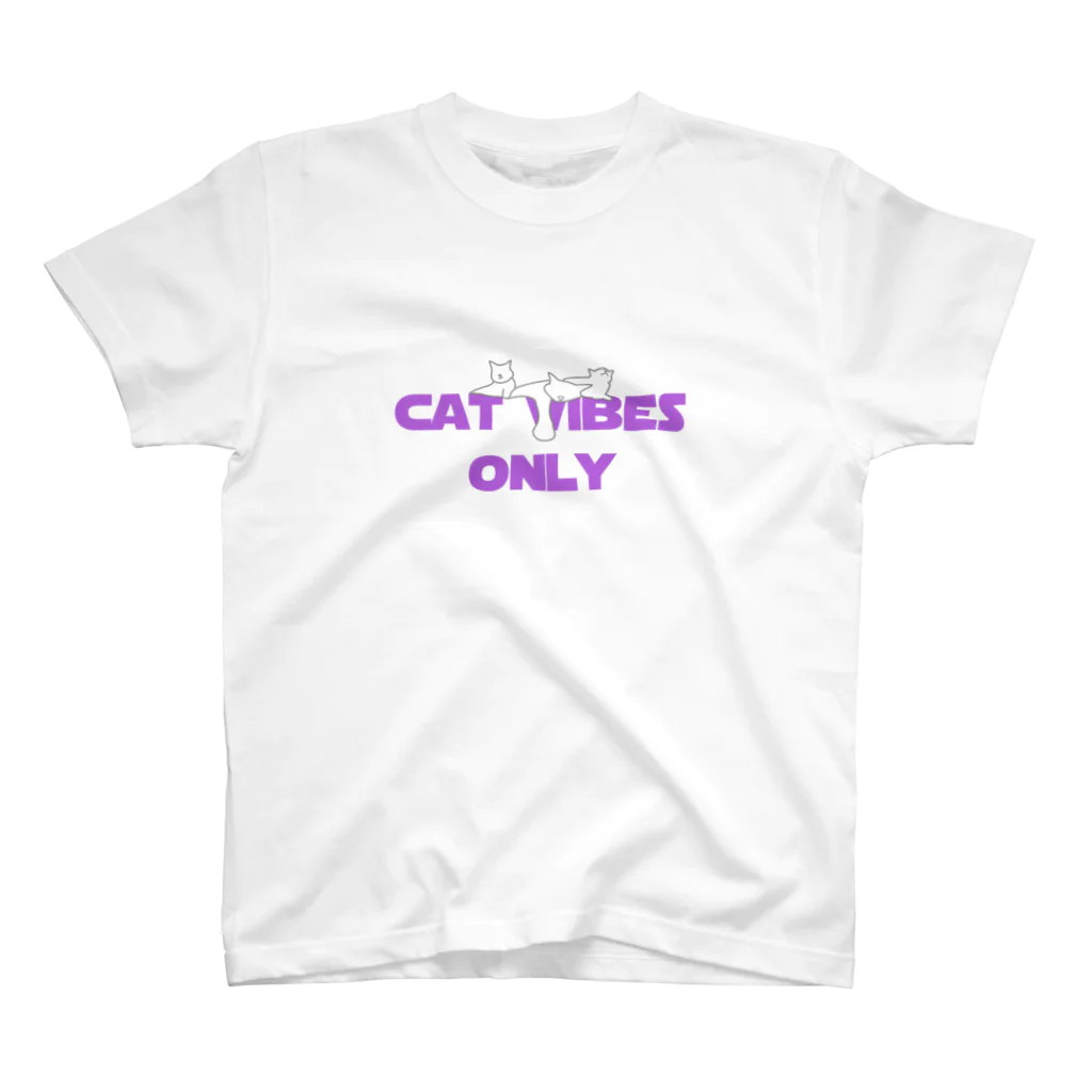 BlackbirdのCAT VIBES ONLY purple for people スタンダードTシャツ