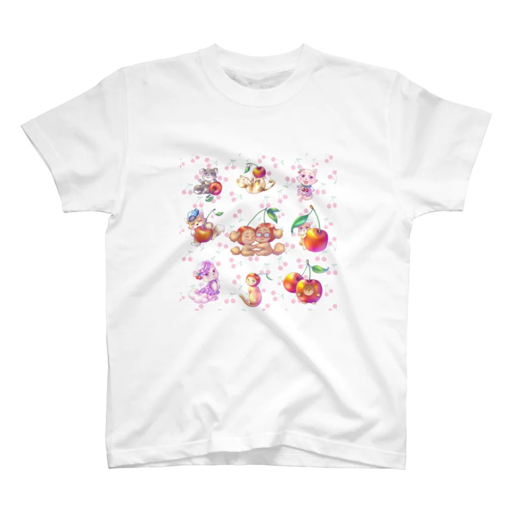 まりわん＆フレンズのチェリーわんにゃん Regular Fit T-Shirt