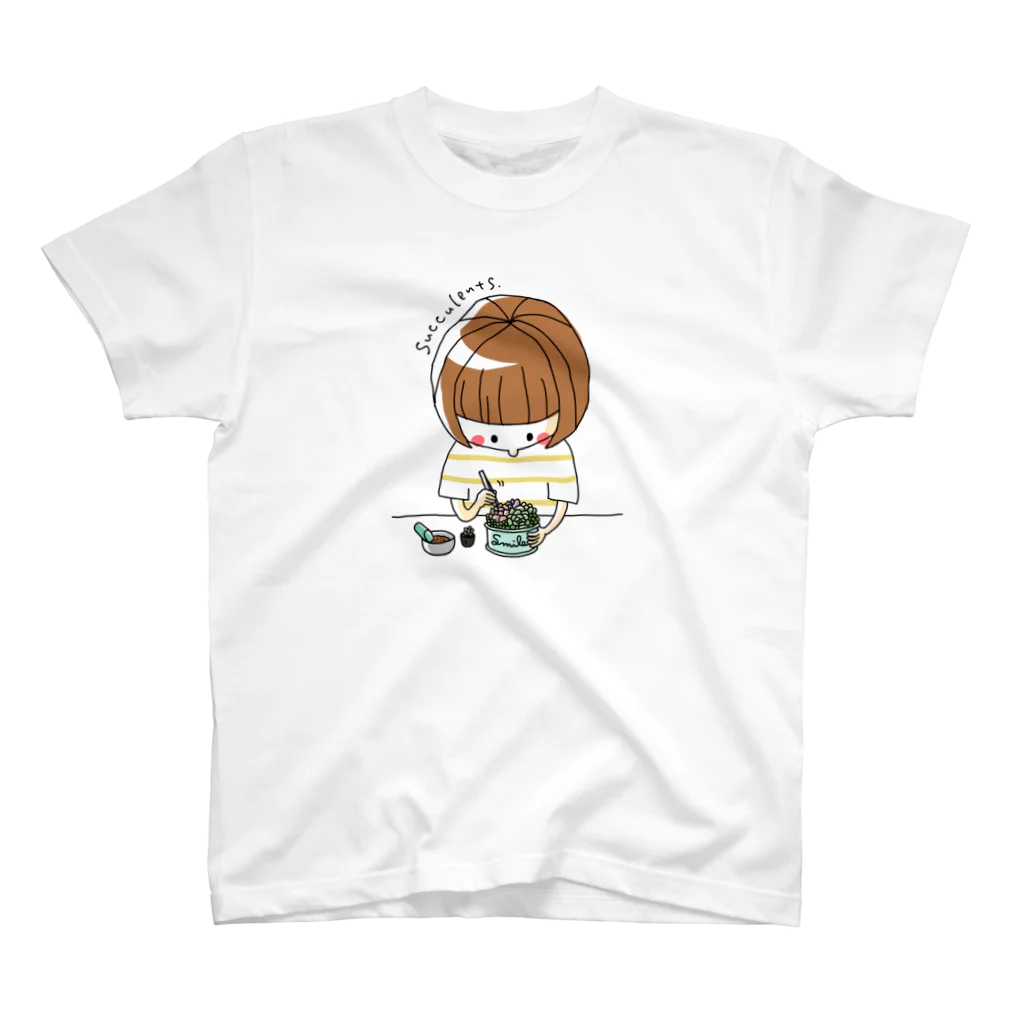 subarisuの多肉の寄せ植えをしている人(カラー) スタンダードTシャツ