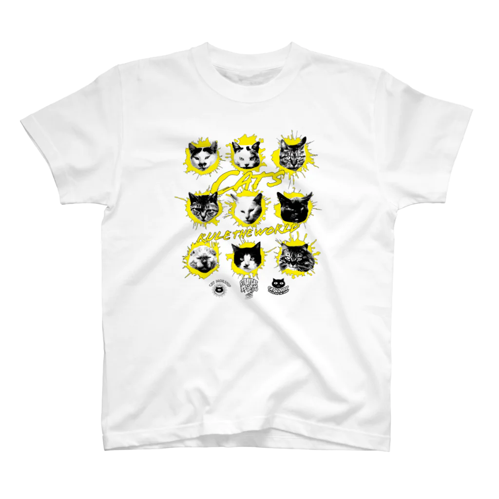 LONESOME TYPE ススの猫が世界を支配する9FACES（黄） スタンダードTシャツ