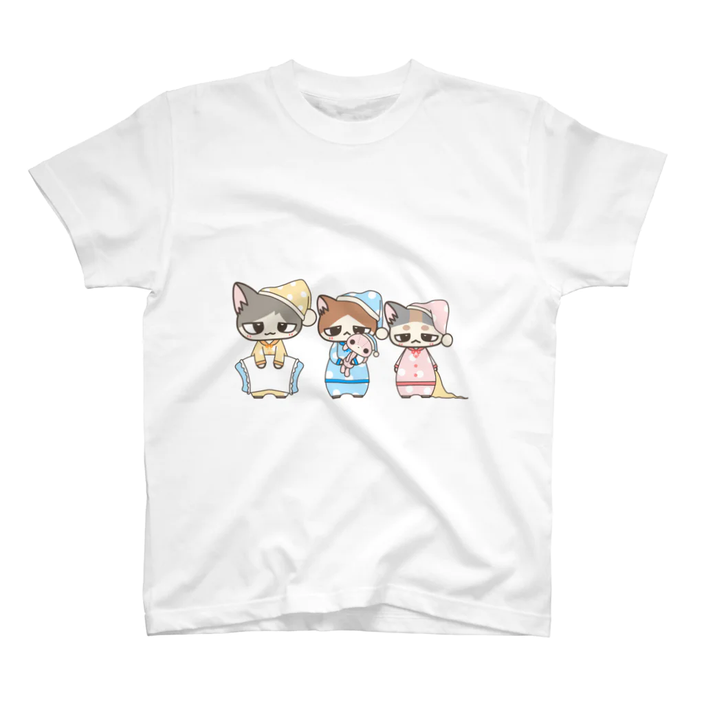 ねことおひるねの【ねむver】いい夢みてね スタンダードTシャツ