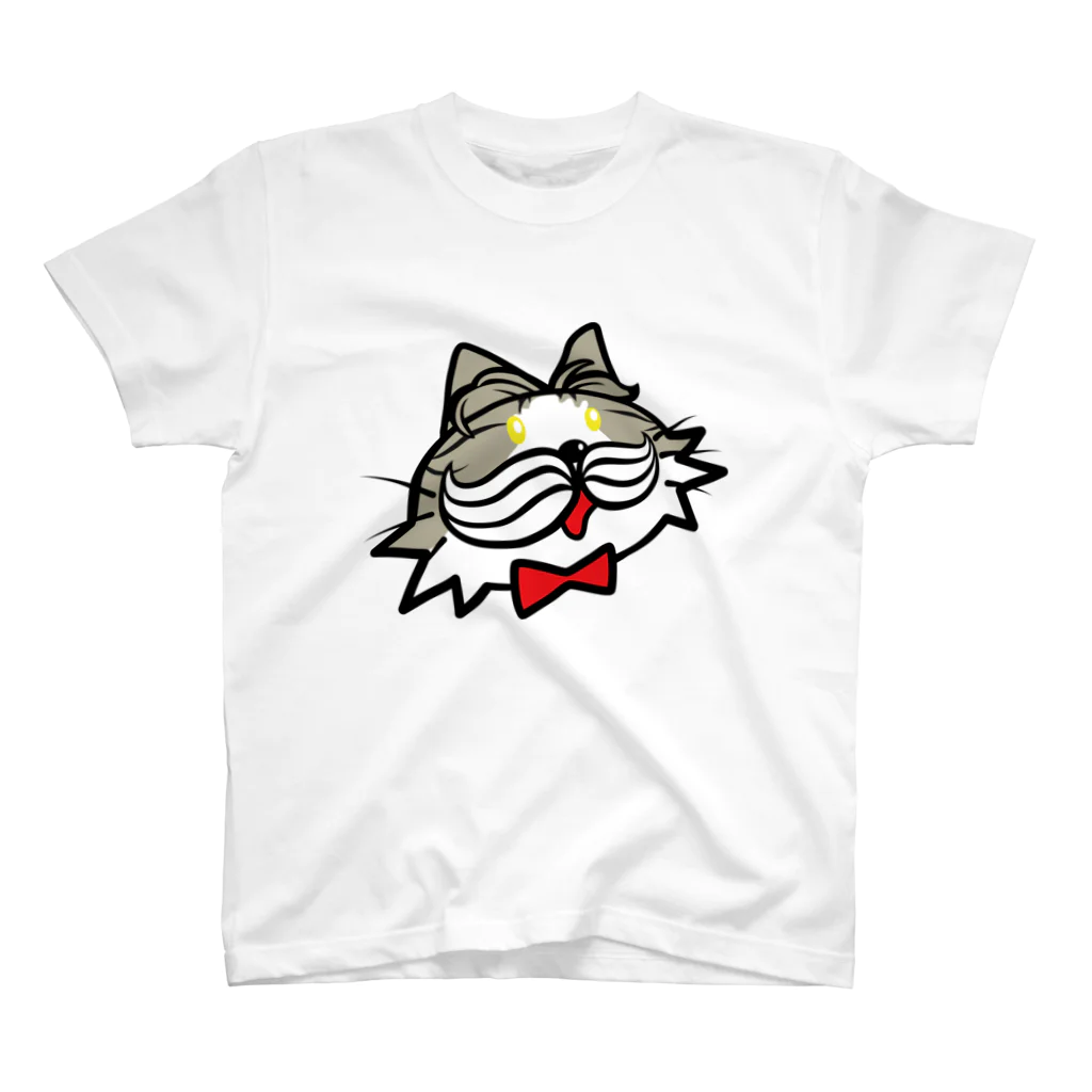 猫田三兄弟のおひげさんにゃお（長毛さばとら） スタンダードTシャツ