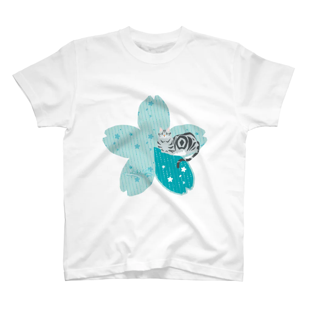 frmeowのSakura[LightBlue-American Shorthair] スタンダードTシャツ