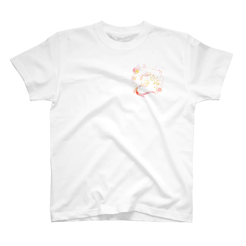 紫胡蝶のユニコーンと薔薇　Pi（ワンポイント） スタンダードTシャツ
