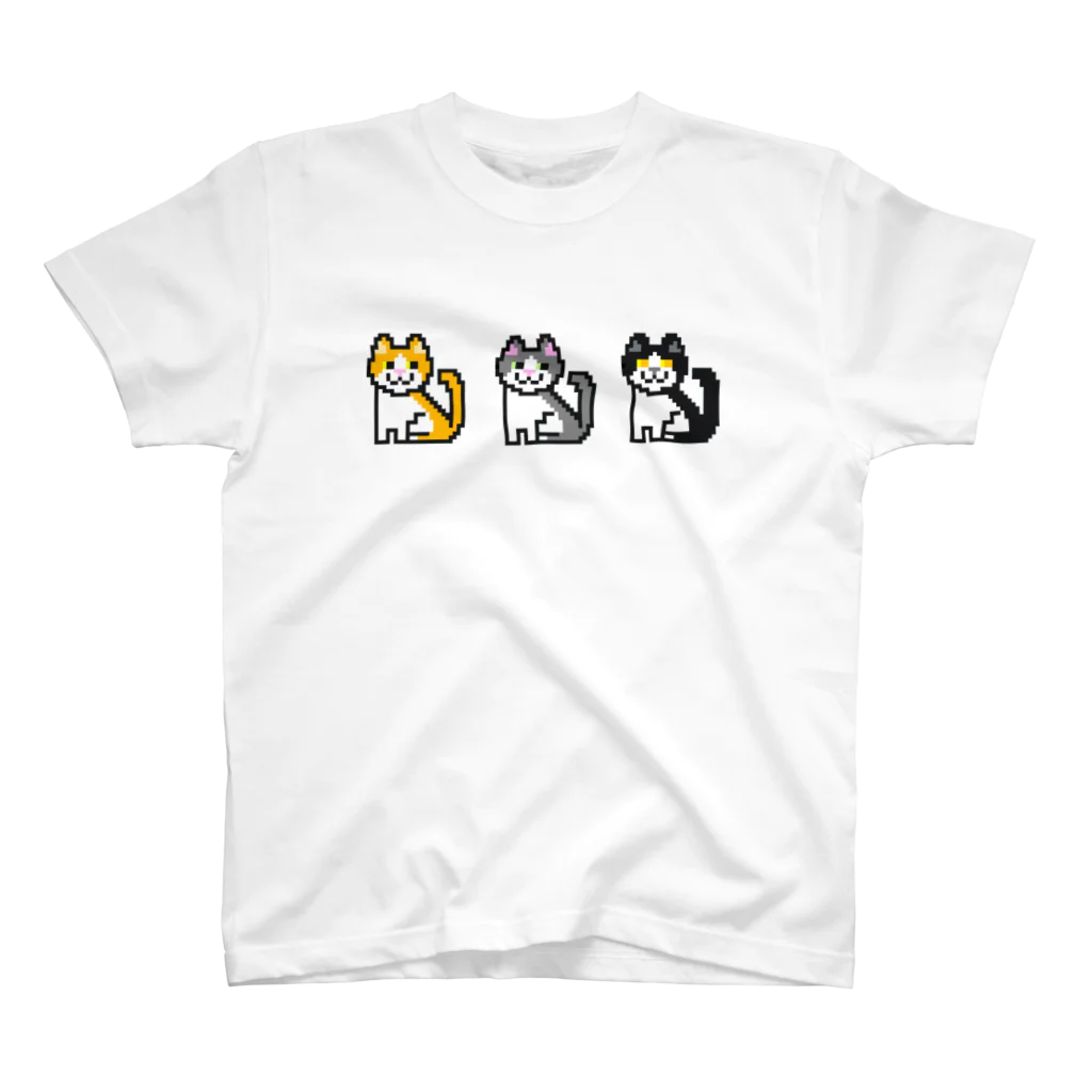 ねころぽん【ドット】のハチワレ猫ちゃんズ スタンダードTシャツ