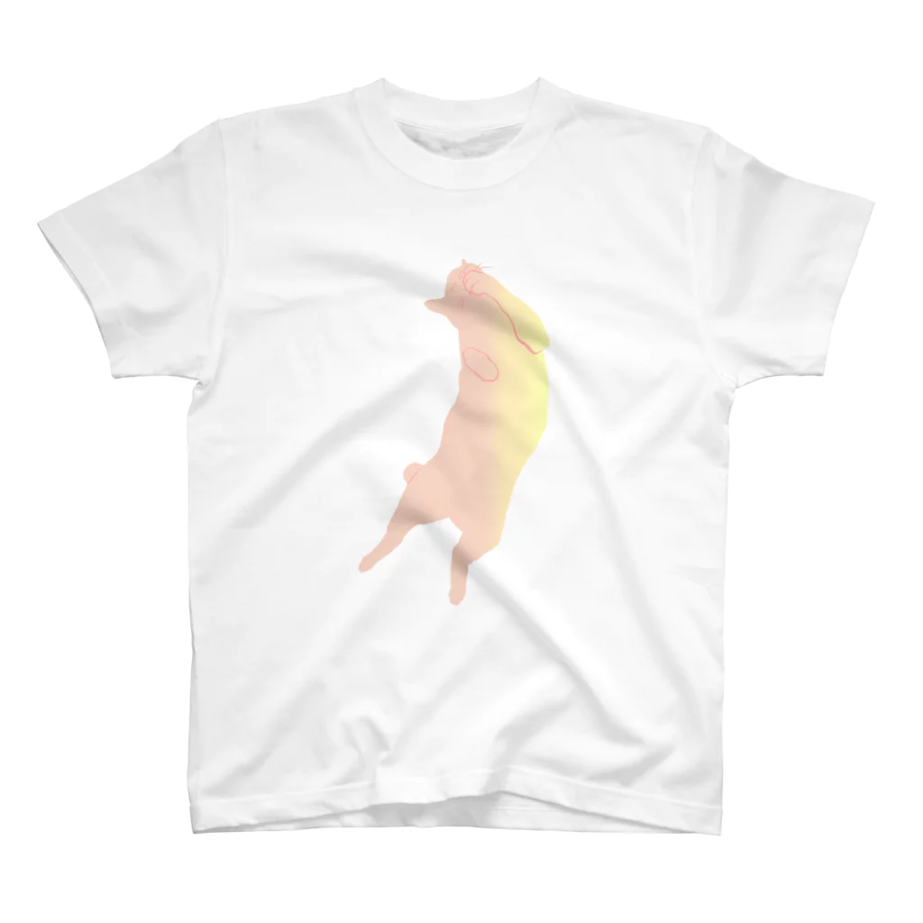 ねこや Ryoko -猫屋 りょうこ-のねこ　桃の色　ゆとり スタンダードTシャツ