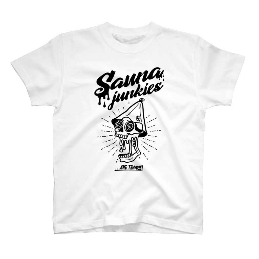 SAUNA JUNKIES | サウナジャンキーズのメルティー・スカル（黒プリント） Regular Fit T-Shirt