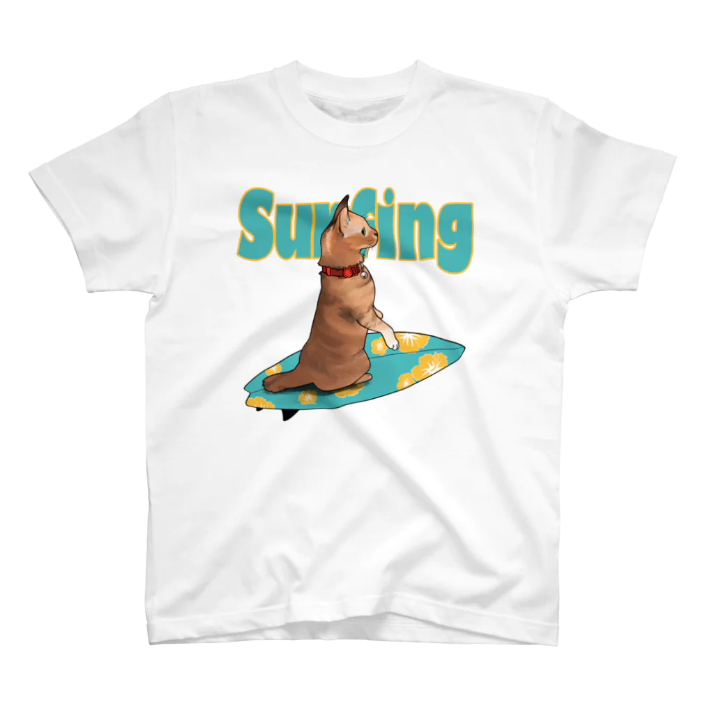 サヨナラ満塁ホームランのサーフィン猫ちゃん 티셔츠