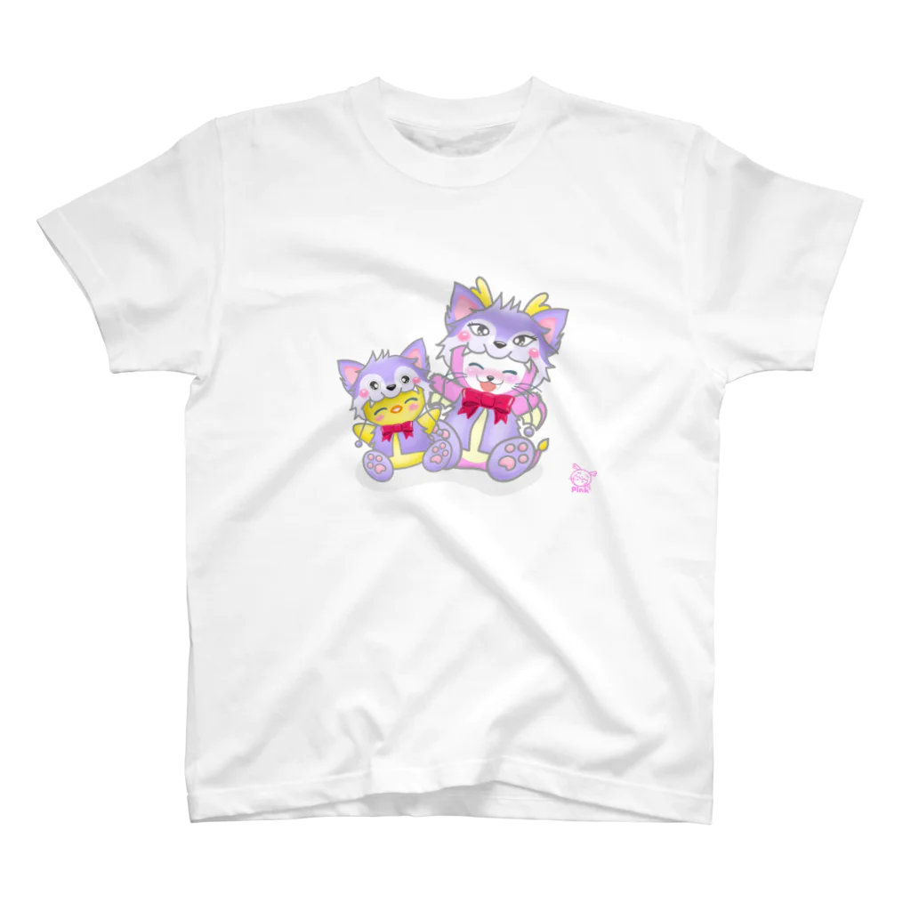 dragonpinkのどらごんにゃ&ぴーちゃん スタンダードTシャツ