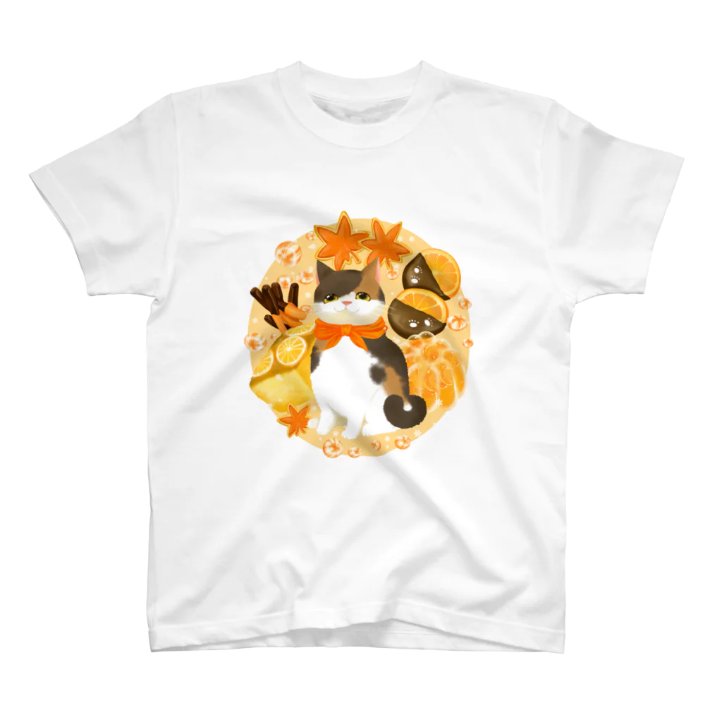 ネコのひたいのニャンコと美味しい時間・ORANGE・スイーツ スタンダードTシャツ