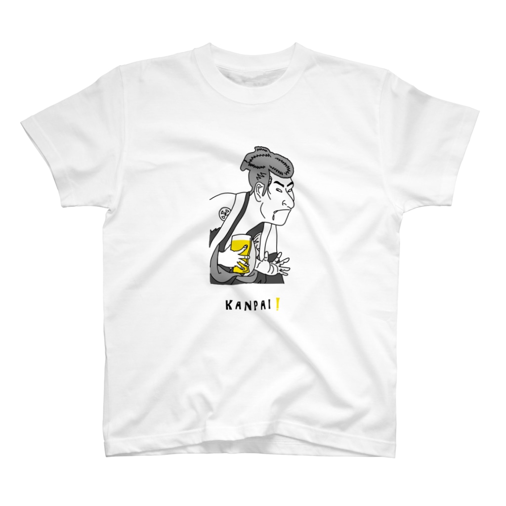 ビールとアート TM-3 Designの名画 × BEER（写楽）黒線画 Regular Fit T-Shirt