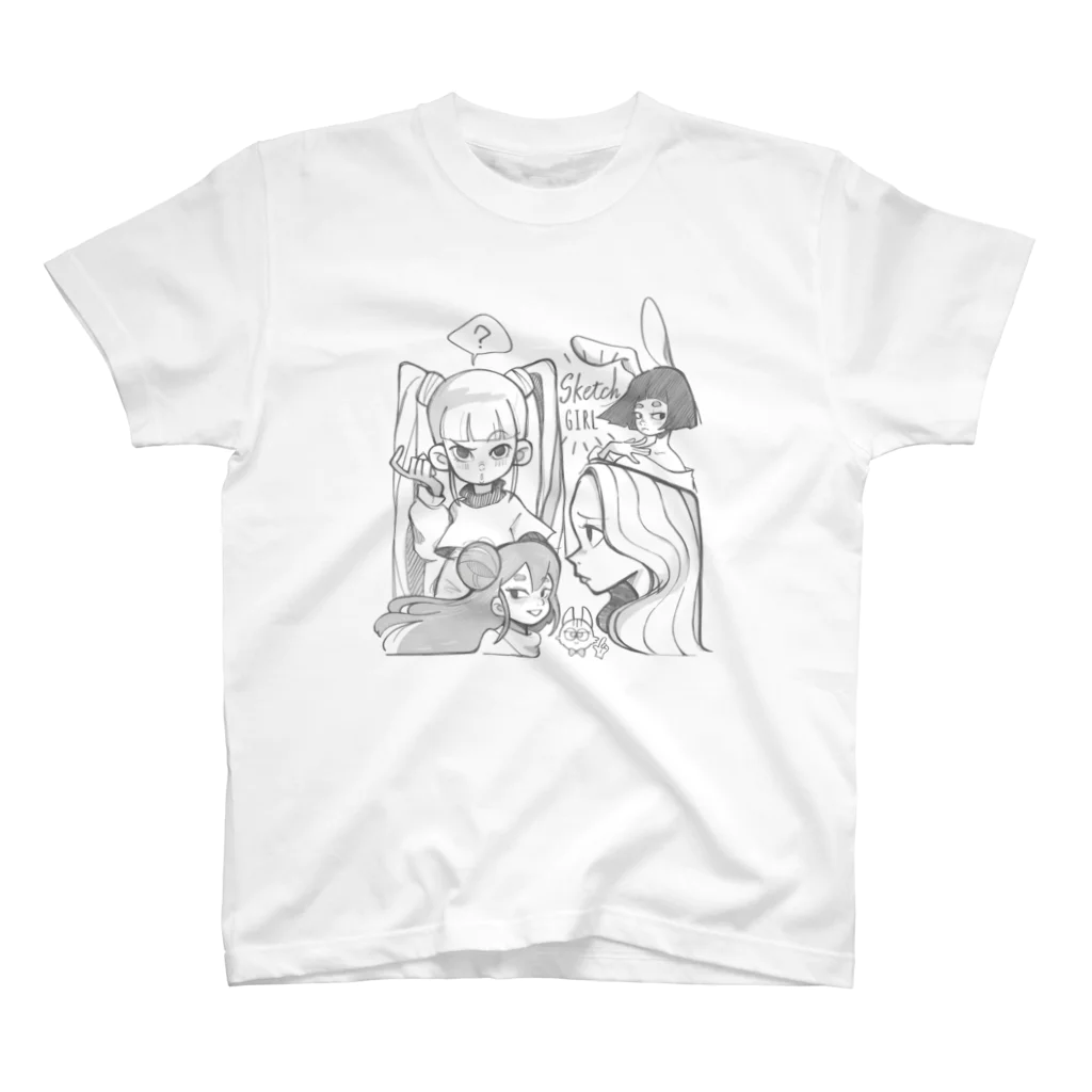 はくさいの直売所のSketch Girl(モノクロ) スタンダードTシャツ