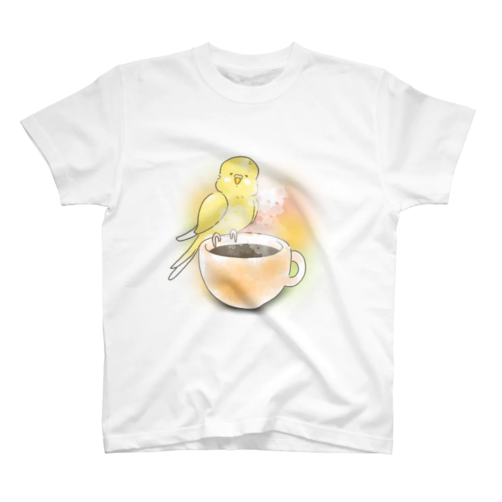 鳥なのにワンちゃん。のほっこりカフェ　おつかれさまの一杯 スタンダードTシャツ