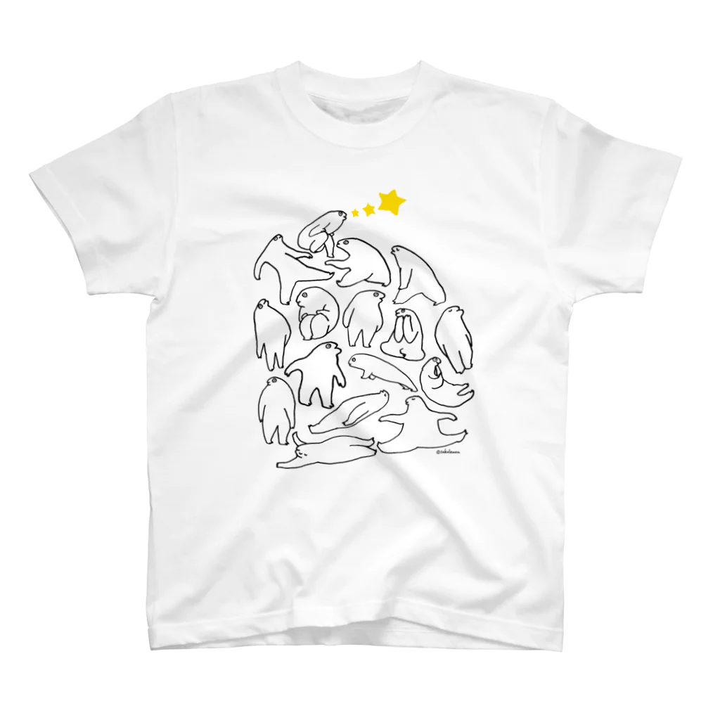  むきむき   地球生活のかんがえごと（くろ） スタンダードTシャツ