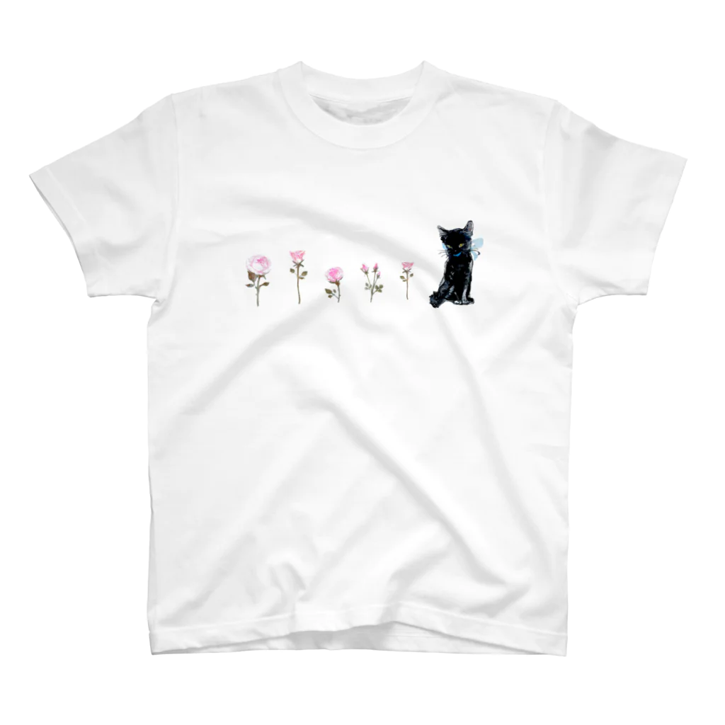 eri@gizelleheartのねこと薔薇 スタンダードTシャツ