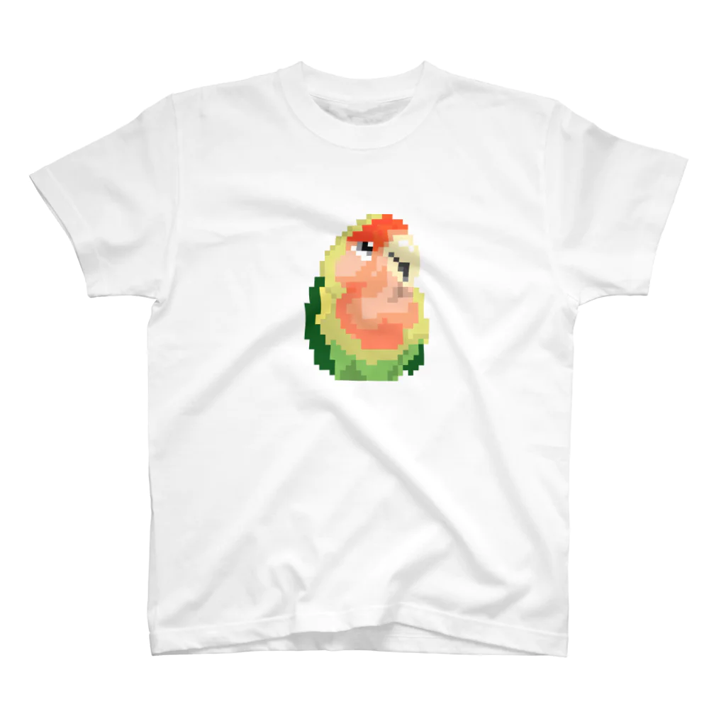 paraparo インコとオウムのドット絵のお店『パラパロ』のドット絵　コザクラインコ スタンダードTシャツ