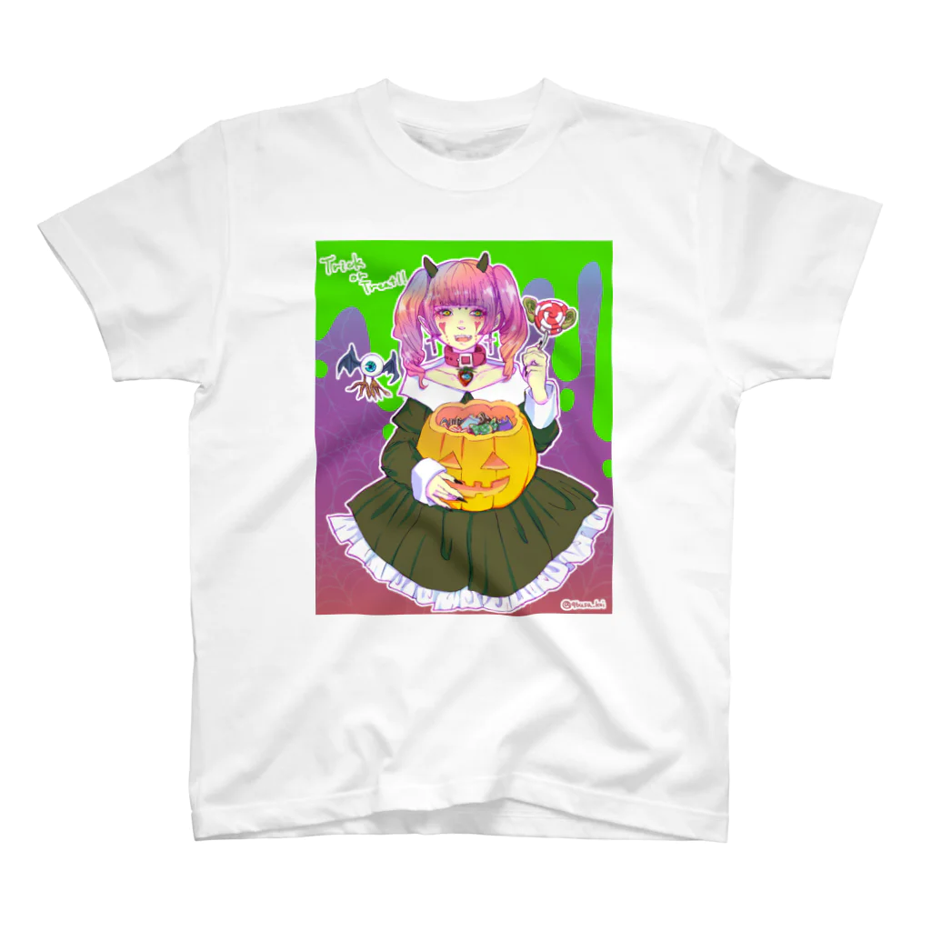 いおり@ｺﾞｽﾛﾘ💀🐛のハロウィンツノ娘 スタンダードTシャツ