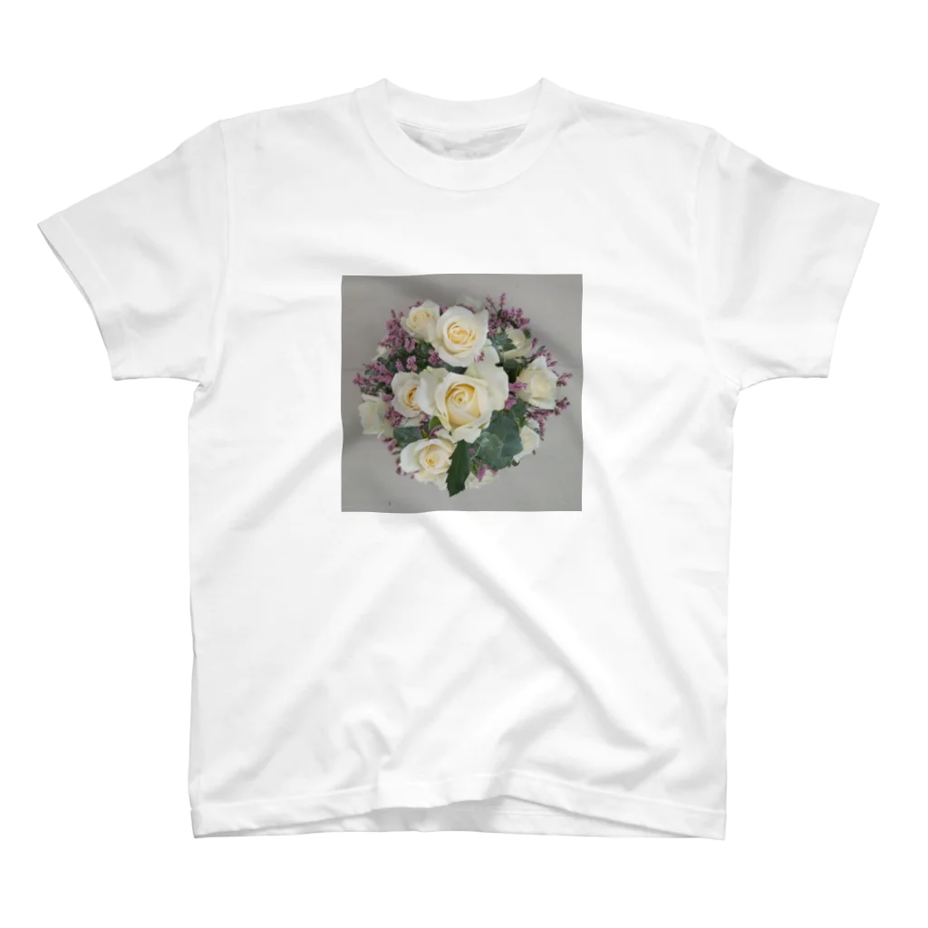 glacage.vaseの花束大好き 白バラ スタンダードTシャツ