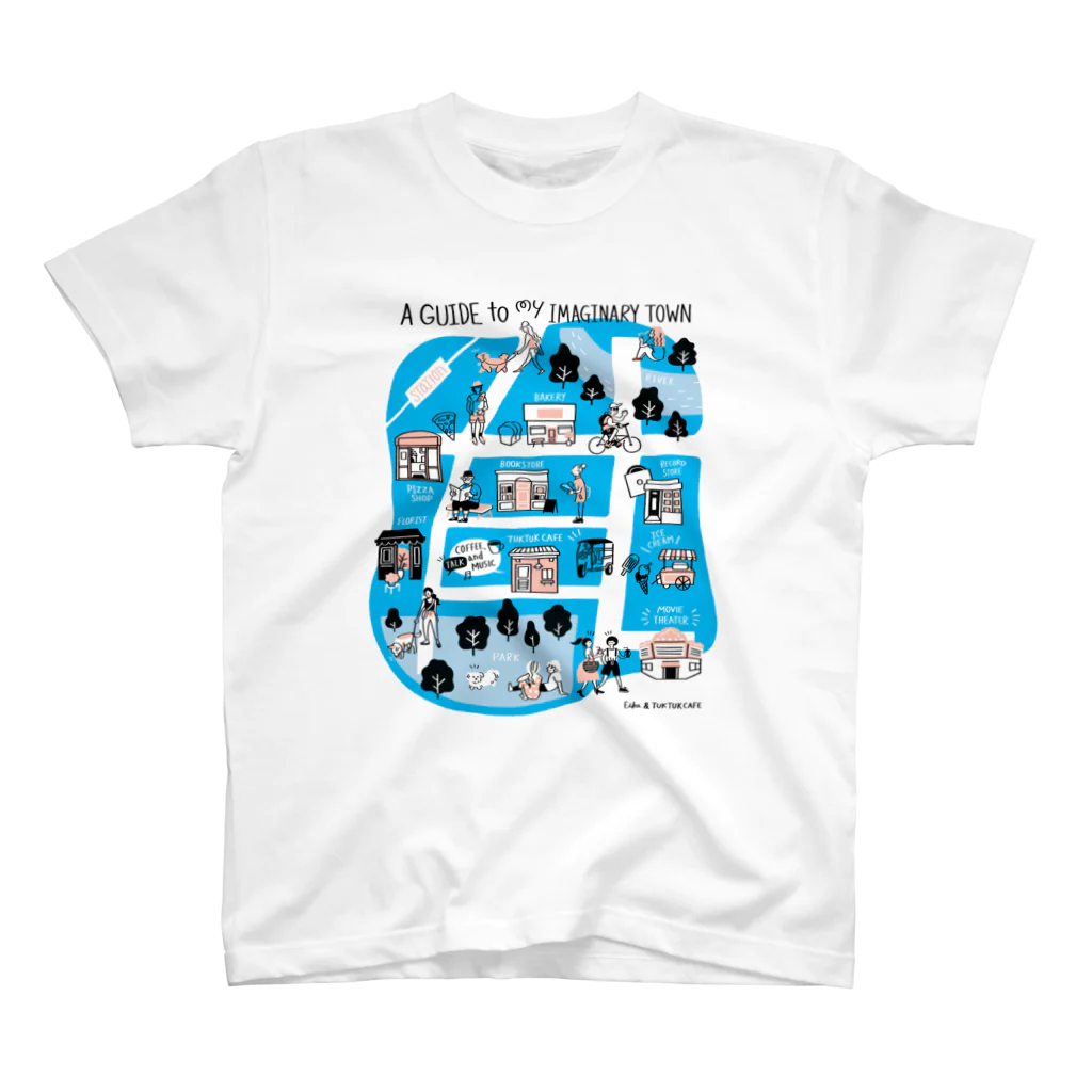 TUK TUK CAFEのTUK TUK CAFE MAP T-BLUE スタンダードTシャツ