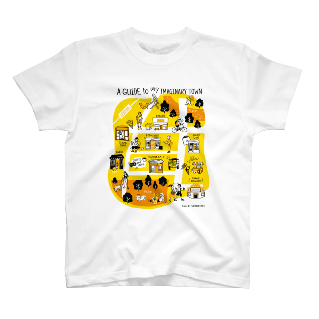 TUK TUK CAFEのTUK TUK CAFE MAP T-YELLOW スタンダードTシャツ