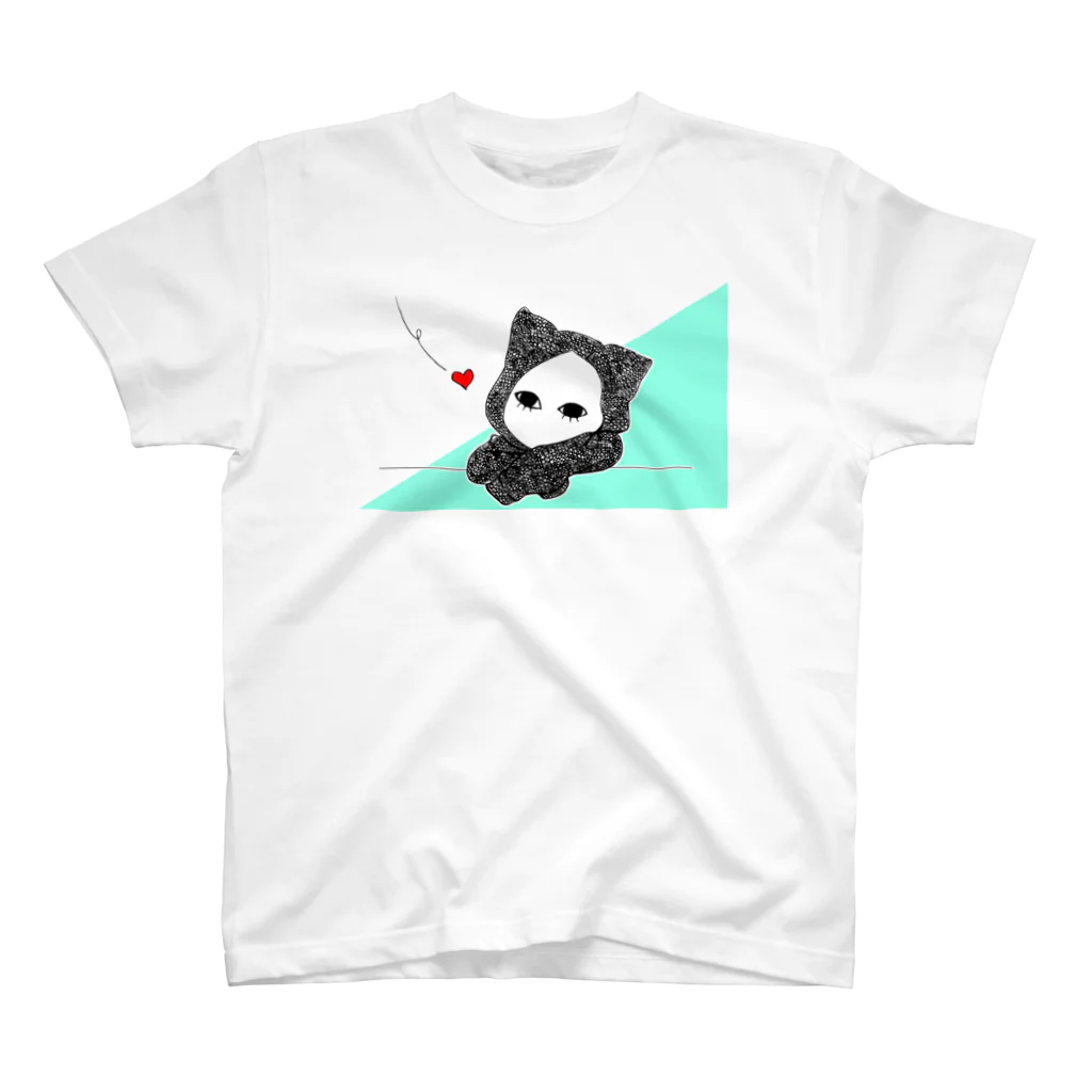 桃原のたそがれキズねこ ミント スタンダードTシャツ