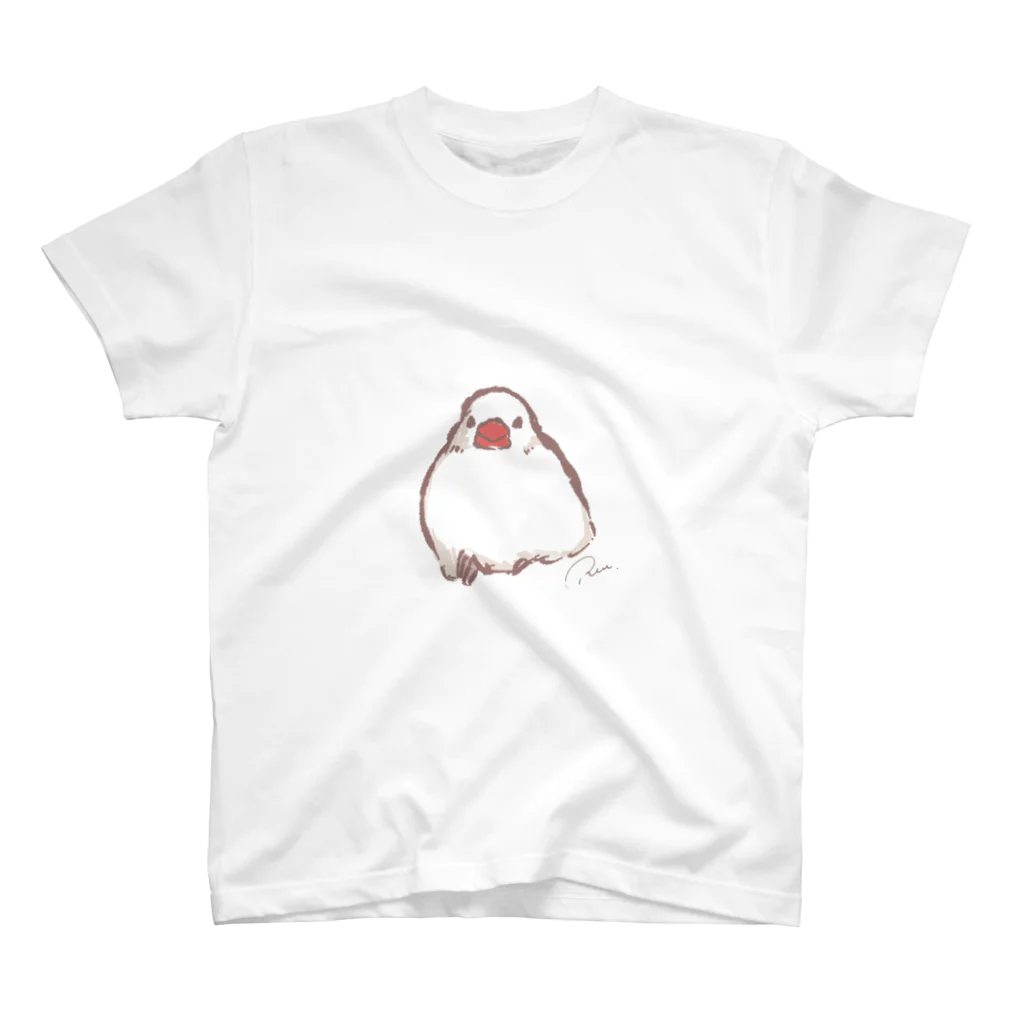 Joy. Ree Illustration SUZURI Shop の溶けてる文鳥 スタンダードTシャツ