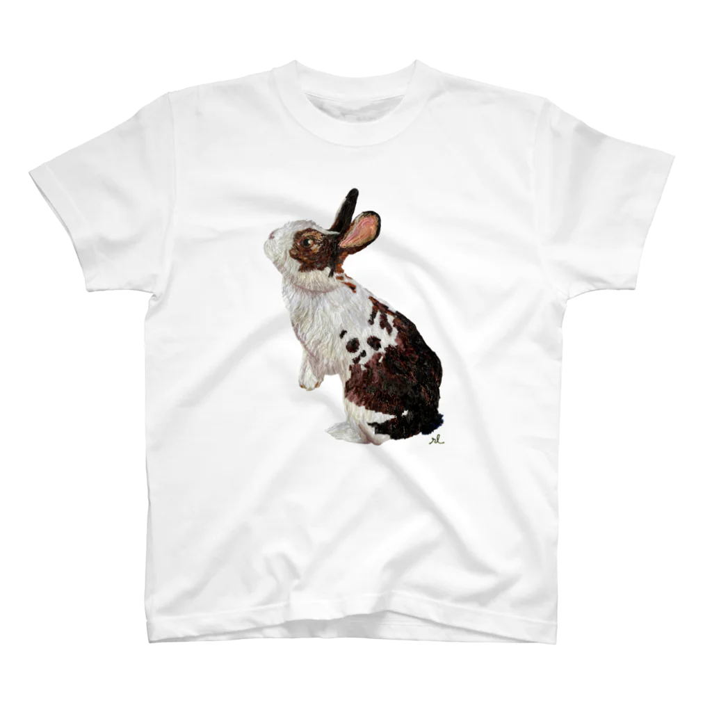 rabbit loverのフワフワうさぎ（茶ぶち） スタンダードTシャツ