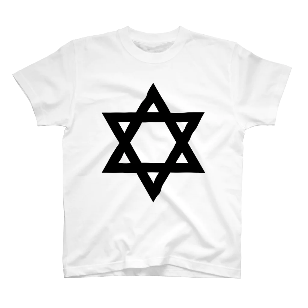 DRIPPEDのSTAR OF DAVID-ダビデの星-黒ロゴ Regular Fit T-Shirt