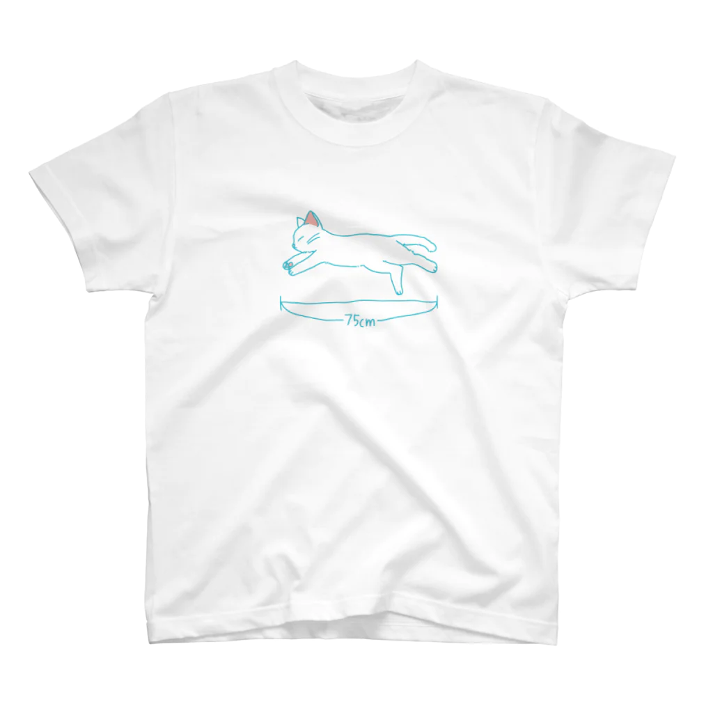 白猫こっちゃんのお店ののびのび白ねこ(スカイブルー) Regular Fit T-Shirt