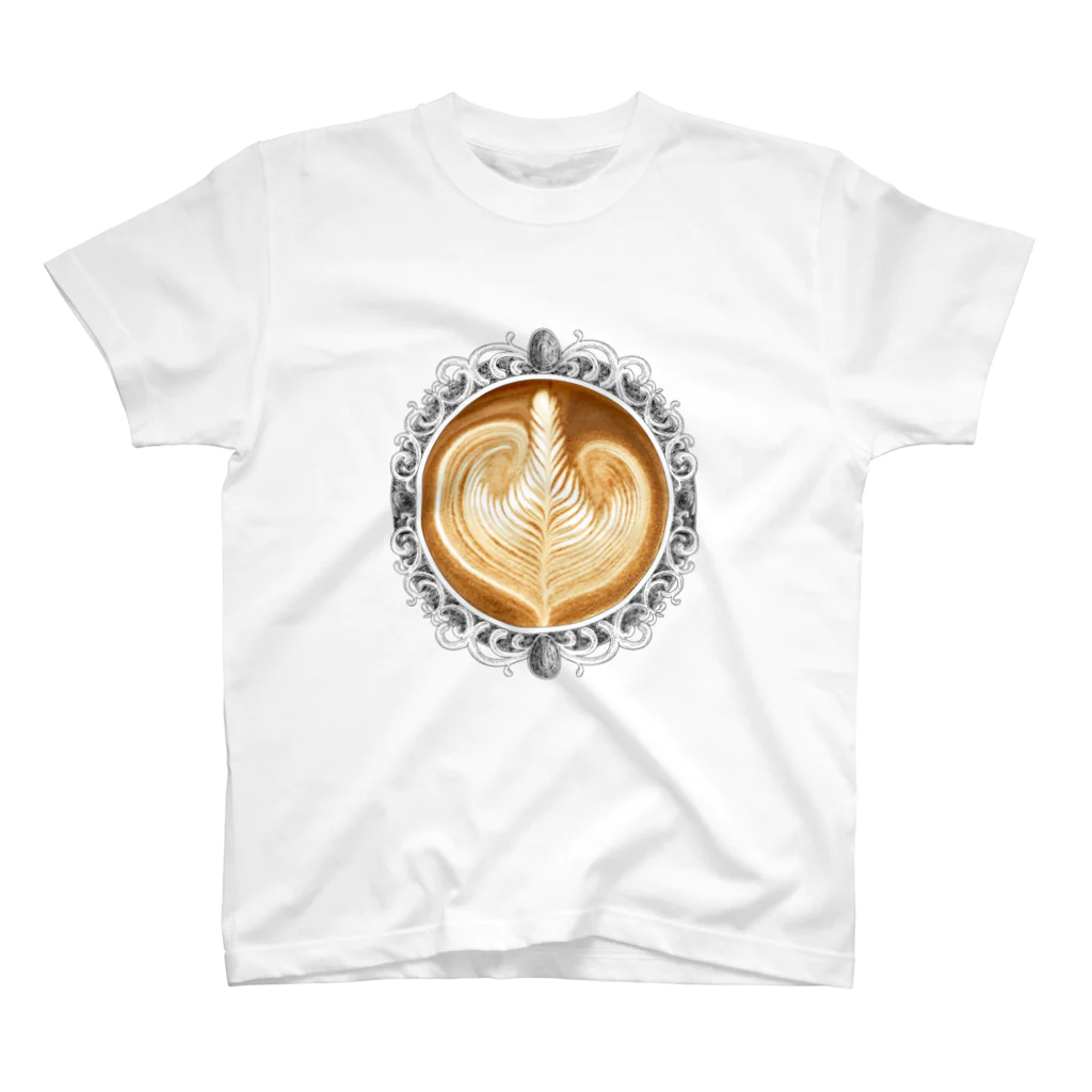 Prism coffee beanの【Lady's sweet coffee】ラテアート エレガンスリーフ スタンダードTシャツ