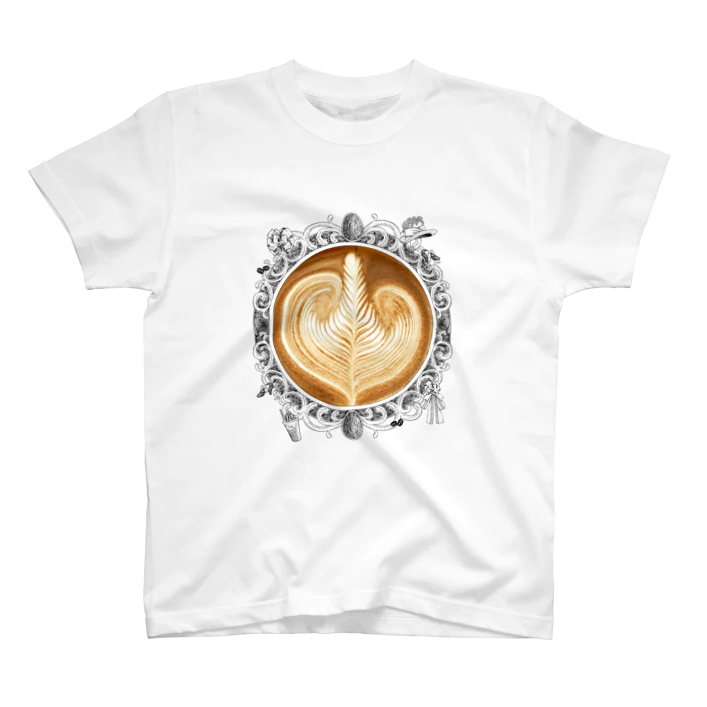Prism coffee beanの【Lady's sweet coffee】ラテアート エレガンスリーフ / With accessories スタンダードTシャツ