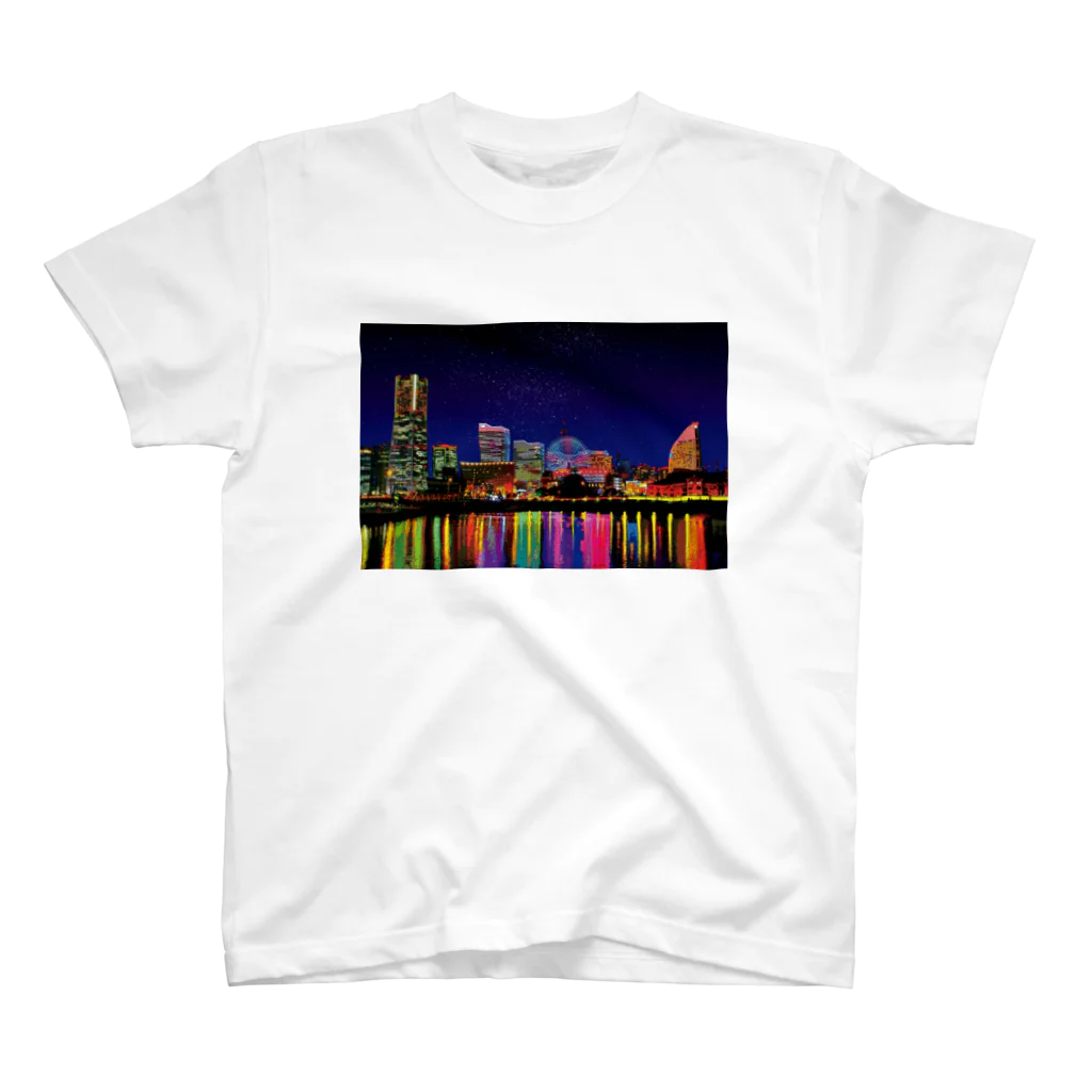 GALLERY misutawoの横浜 みなとみらいの夜景 Regular Fit T-Shirt