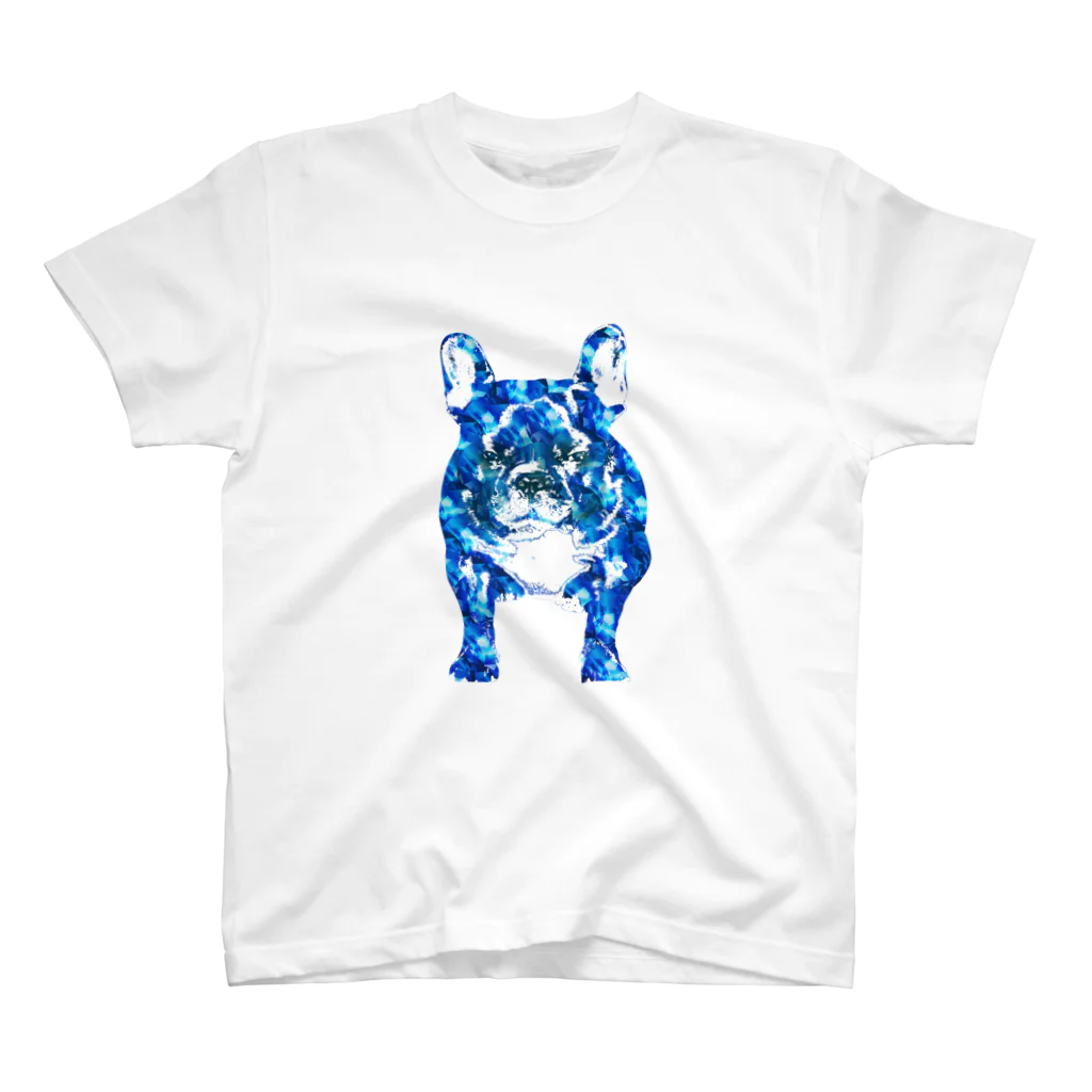 chicodeza by suzuriの青く輝くフレンチブルドッグ スタンダードTシャツ