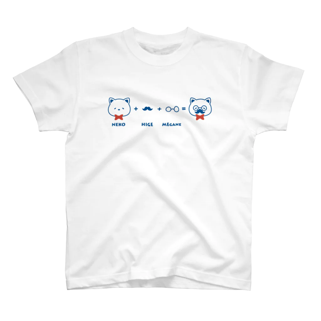 チョッちゃんのネコ+ヒゲ+メガネ スタンダードTシャツ