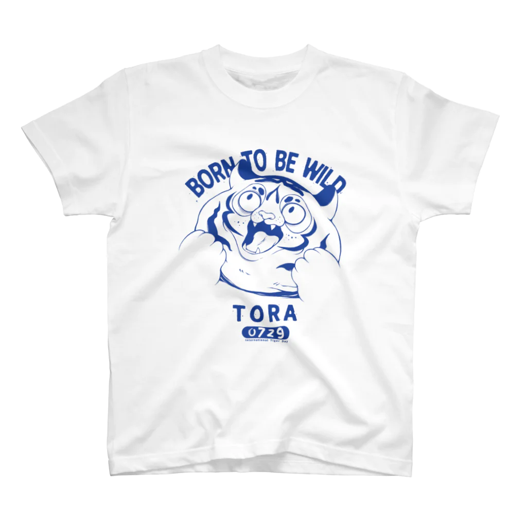 茶魔のBORN TO BE WILD (BLUE) Regular Fit T-Shirt