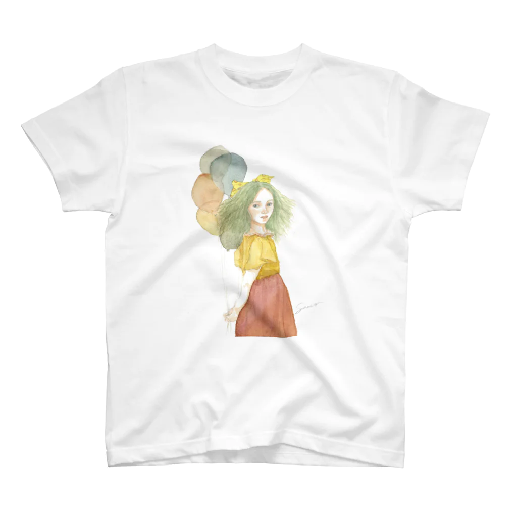 sacco_in offical goodsの風船と少女　Girl with Balloon スタンダードTシャツ