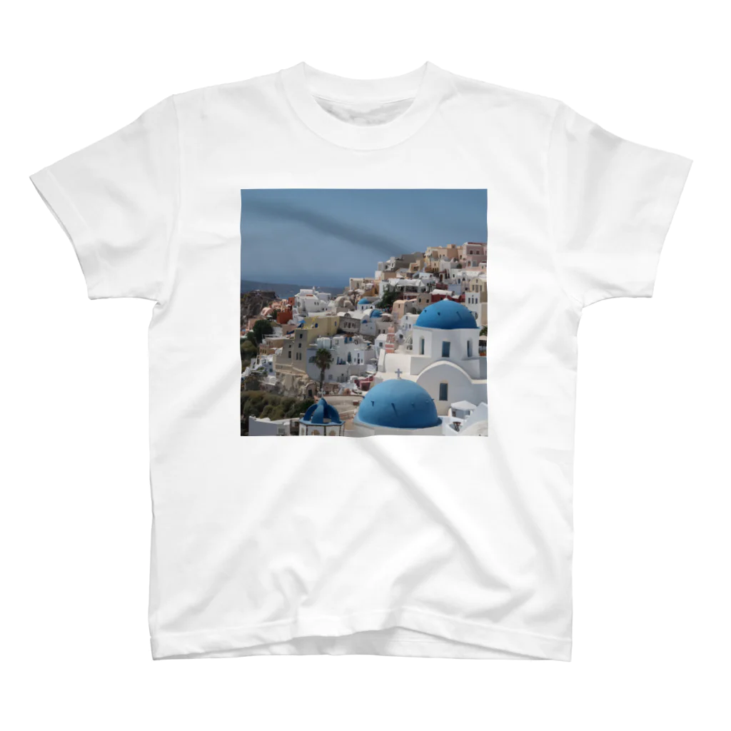 旅好きアルパカの【世界一周旅】ギリシャ　サントリーニ島の景色 Regular Fit T-Shirt