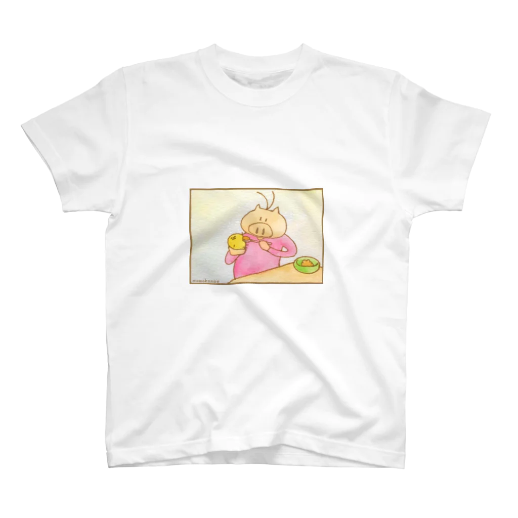 ももこのえのぴーちゃんのごはん(裏にぶたさん) スタンダードTシャツ