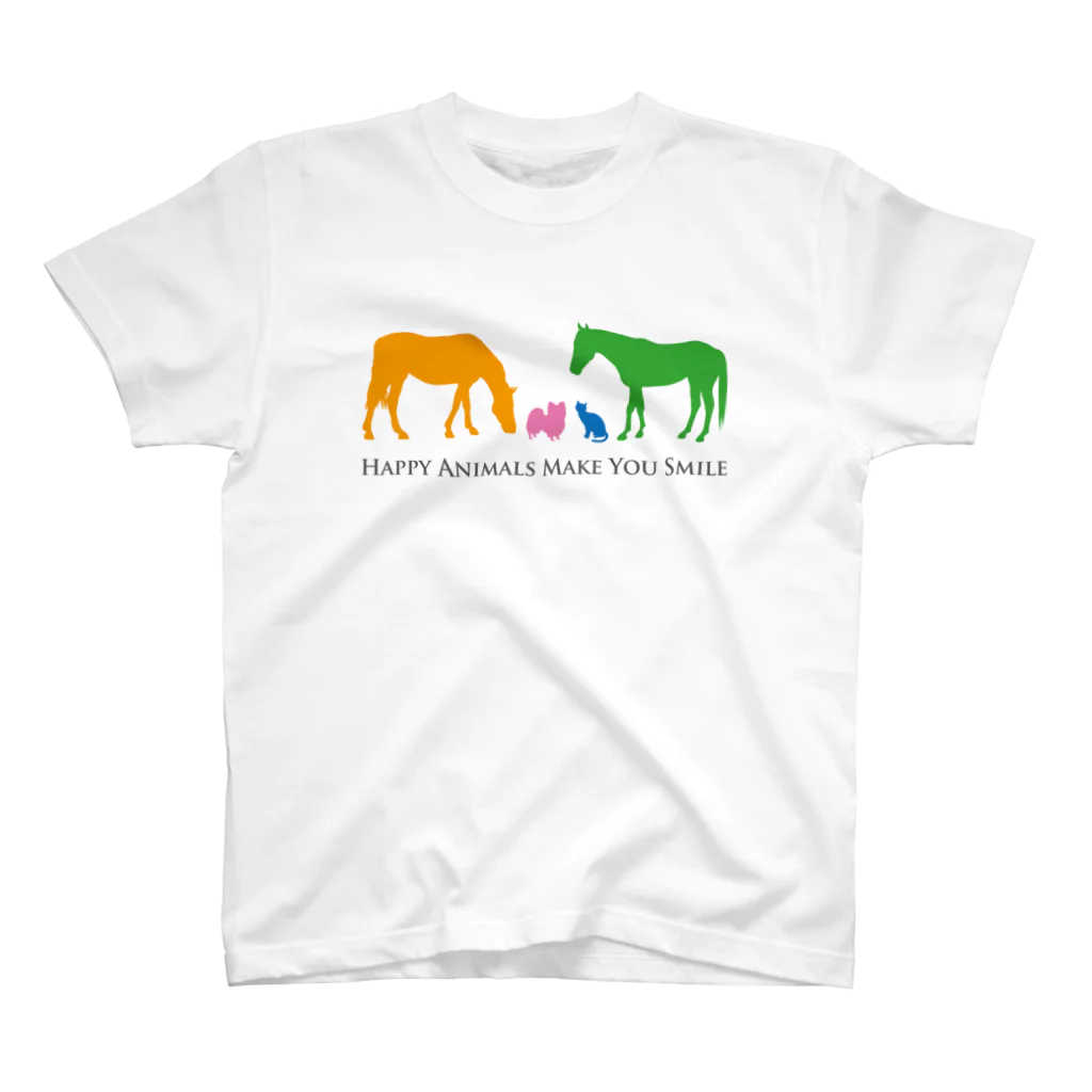 SHOP HAPPY HORSES（馬グッズ）のHappy Animals（文字入り） スタンダードTシャツ