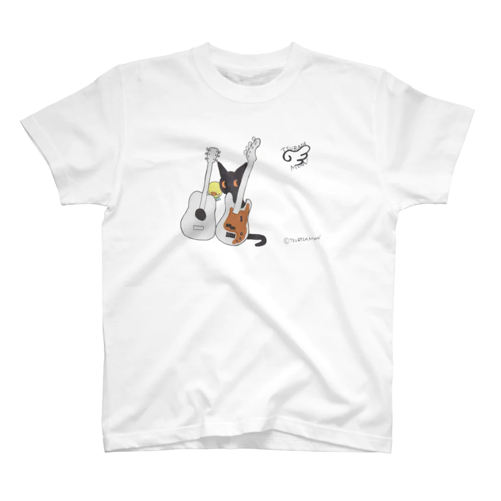 tsubasamoonの天使のひよこちゃんと黒猫ムーン(music) スタンダードTシャツ