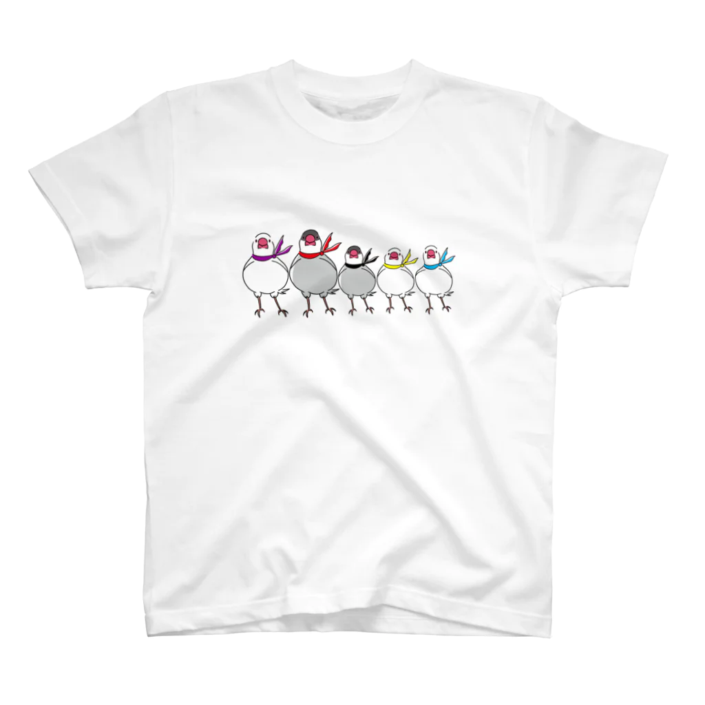 文鳥ファイブ_SUZURI支店（文鳥5）の文鳥ファイブ全員集合！ スタンダードTシャツ