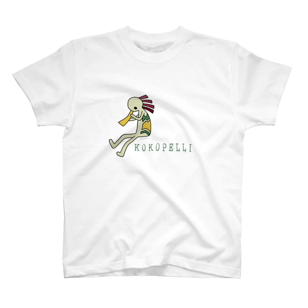 みみはんこ/消しゴムはんこのKokopelli (+logo) Regular Fit T-Shirt