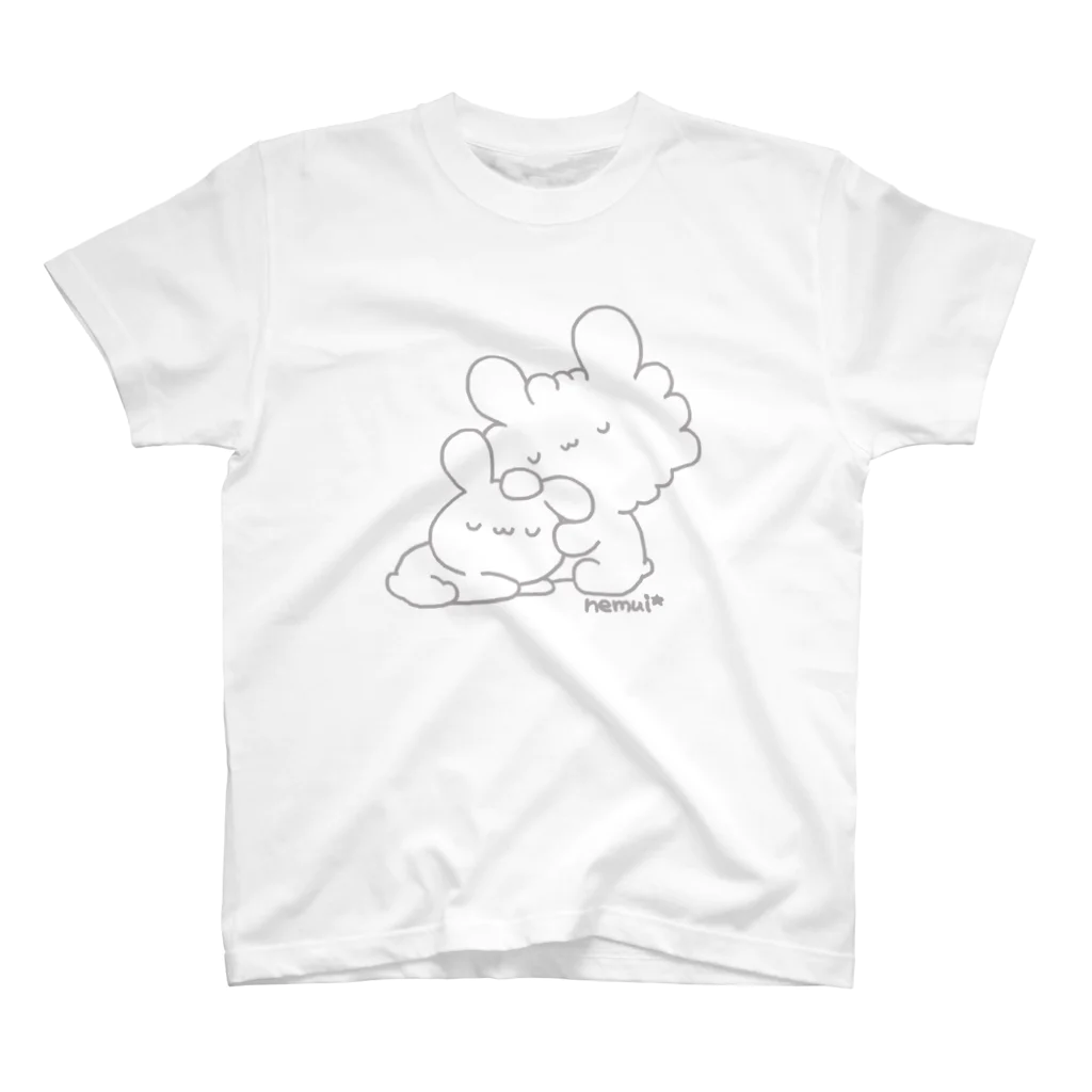 ねむい こぼしのおやすみうさぎ(グレー) スタンダードTシャツ