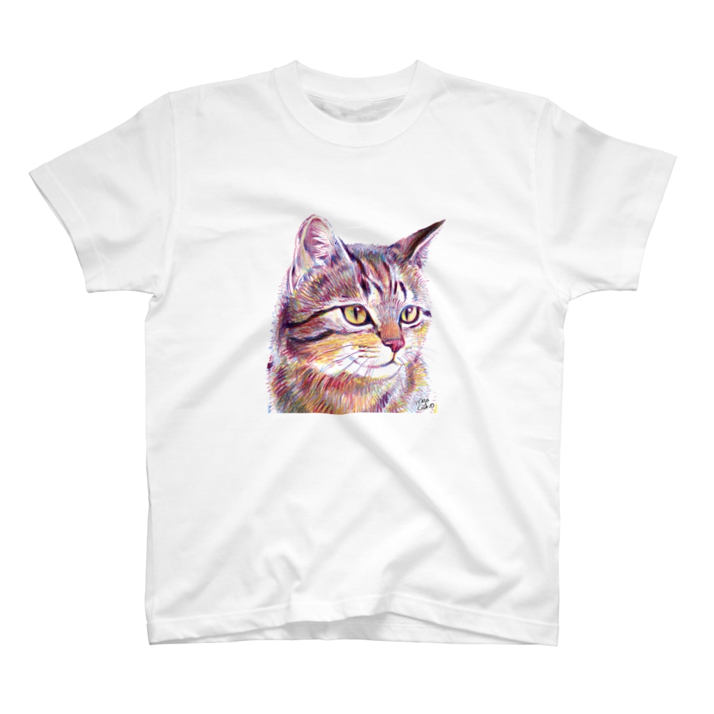 もじゃクッキーの３色の色鉛筆で描いた猫 Regular Fit T-Shirt
