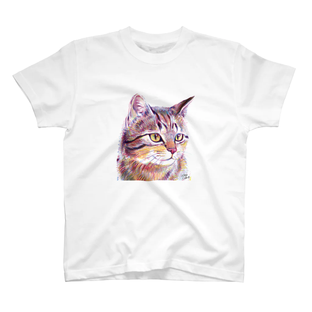 もじゃクッキーの３色の色鉛筆で描いた猫 スタンダードTシャツ